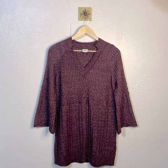 CAbi Sweaters - Cabi Plum Tunic Fit Cable Knit Long Sleeve Sweater-S-#0021